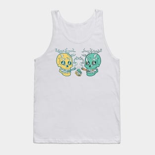 Weed Smoking Skull Tank Top